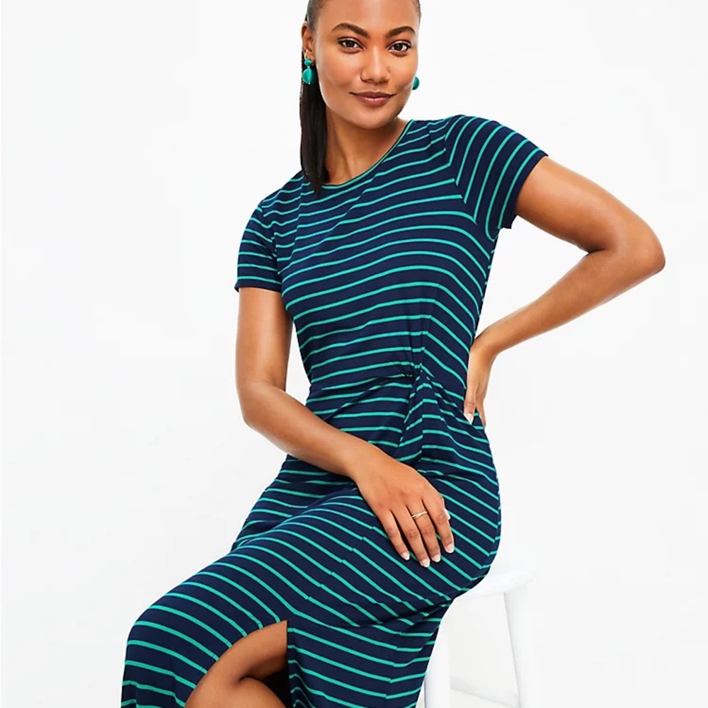 Loft Dress L blue stripes